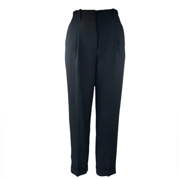 Aritzia Wilfred Black High-Waisted Pleated Cuffed Trousers - Picture 1 of 8